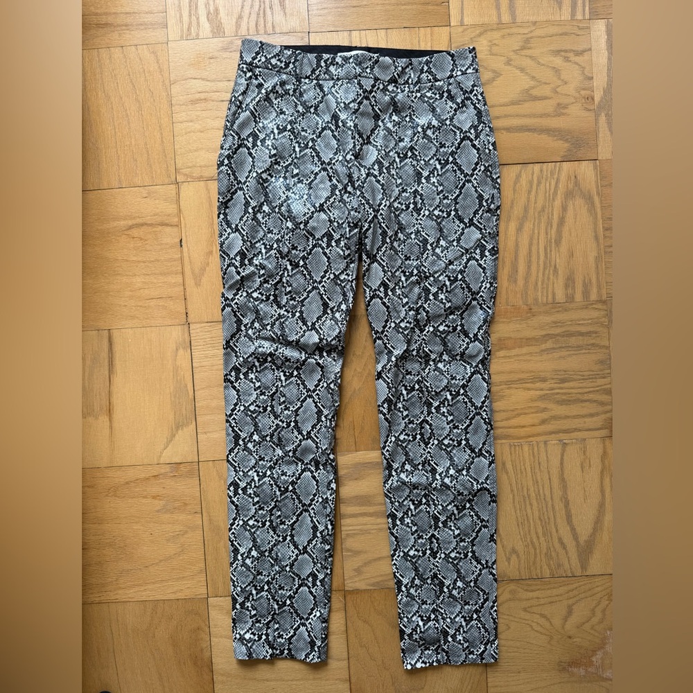 Zara Black and Gray Snake Print Straight Leg Pants